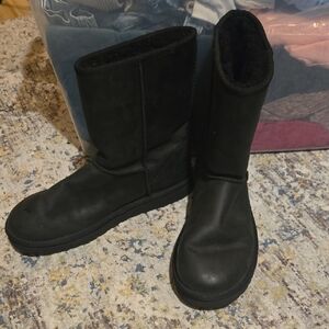 UGG Classic Black Boots Leather Womens Size 11